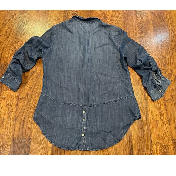 Liverpool Los Angeles Denim Hi-Low Button-Down Shirt - Size Small Closet Staple - Picture 2 of 9